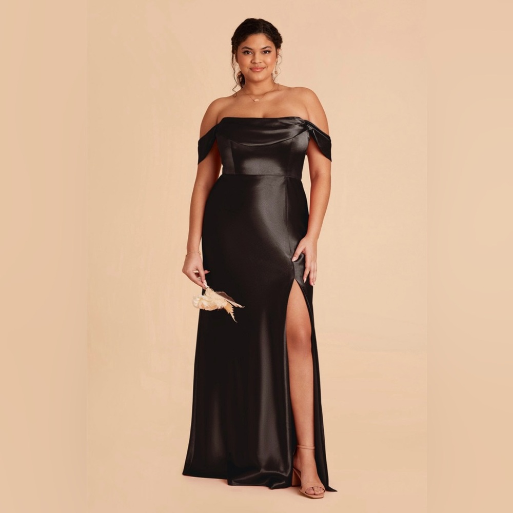 Birdy Grey Mia Convertible Dress in Shiny Black Satin Women’s Size XXL
